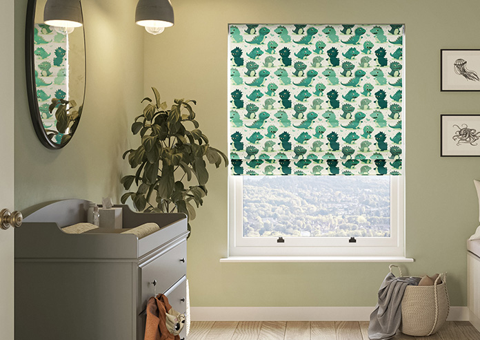Roarsome, Green - Twist&Fit Roman Blind - Image 3